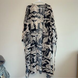 Cupshe Leaf Print Kimono Coverup Size Medium